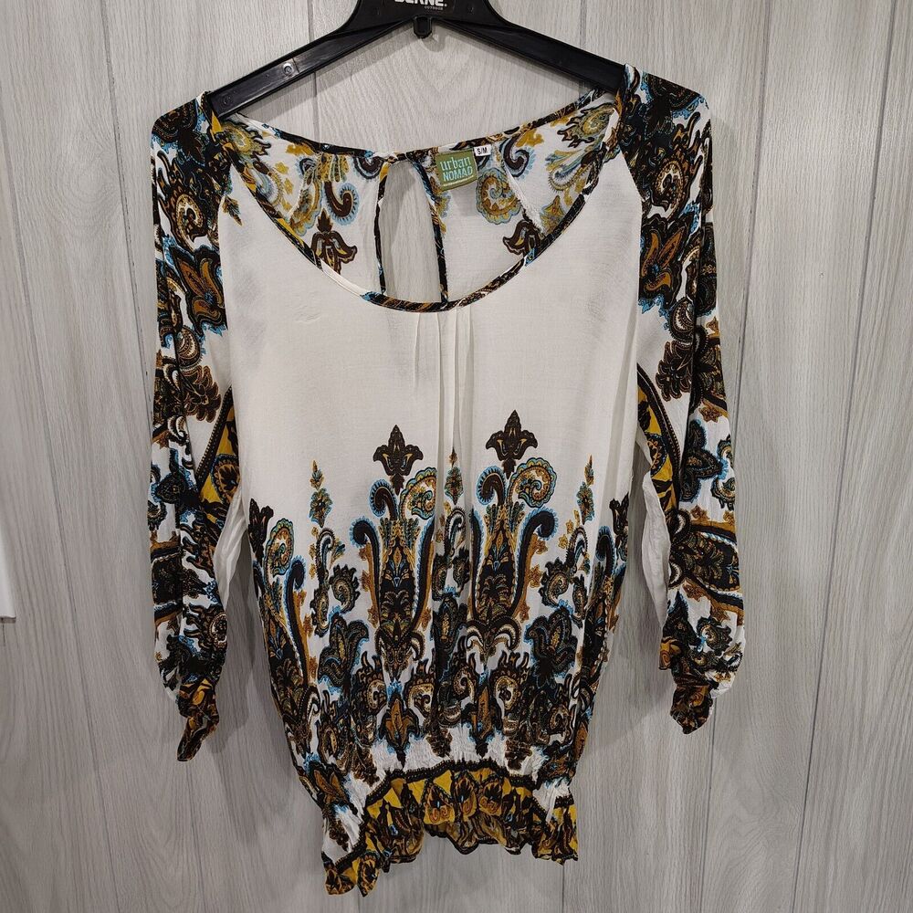 Urban Nomad Long Sleeve Keyhole Back Women's Blouse Sheer S/M